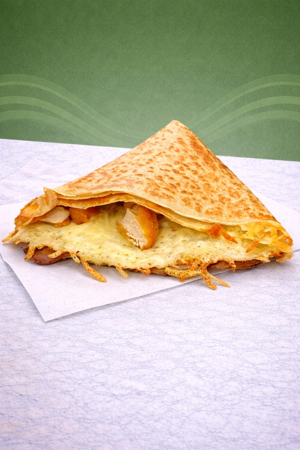Crêpe salée poulet pané et fromage fondu